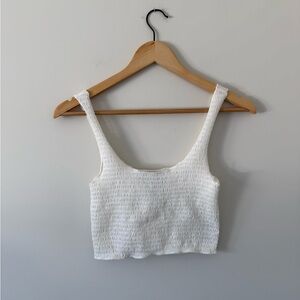 FOREVER 21 White Bubble Crop Tank